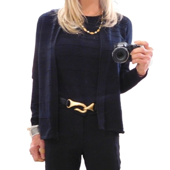 BELFORT WMNS 2 PIECE BLACK ZIP SILK CARDIGAN SET - Picture 6 of 7